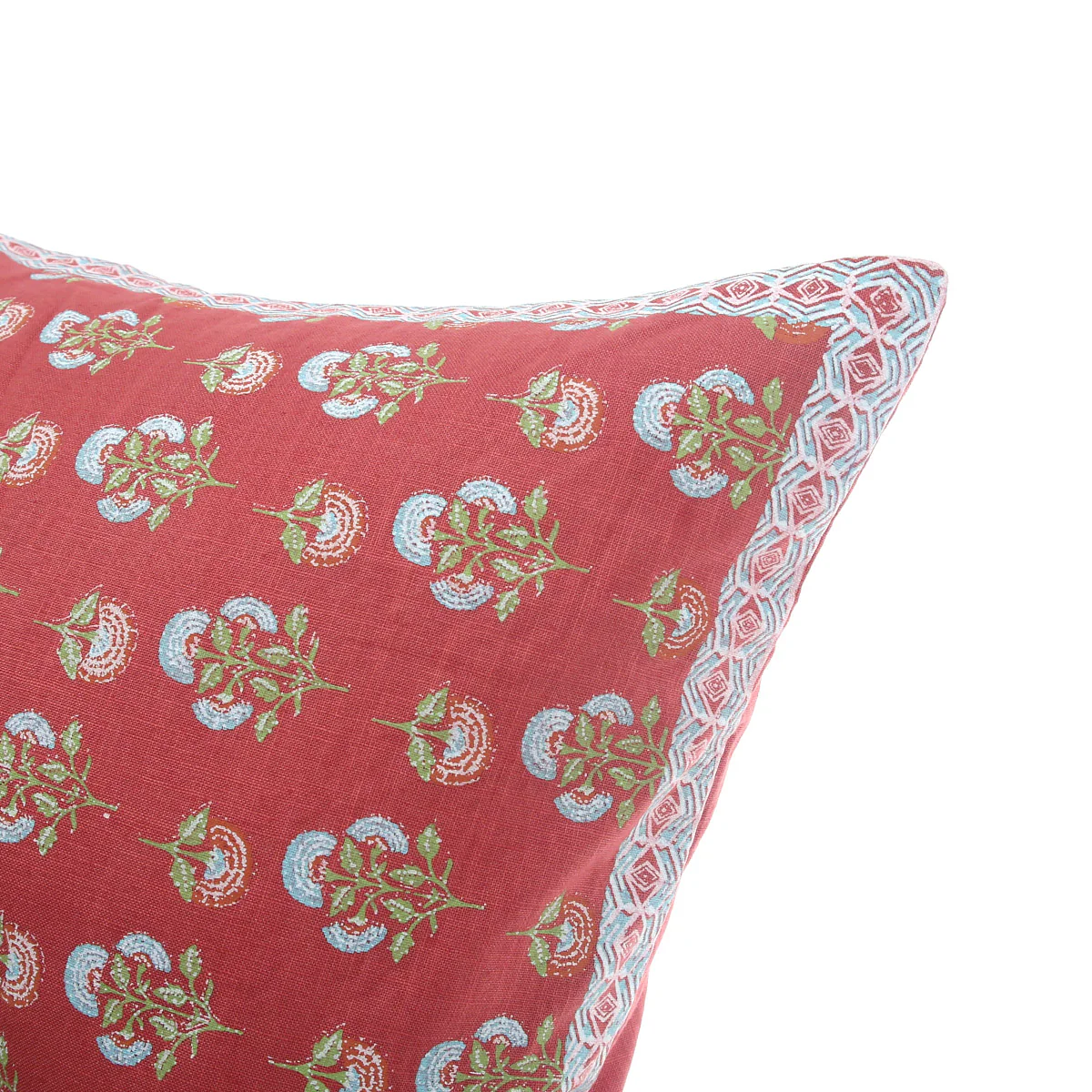 Buy 1 Get 1 Free Shalimar Buta Cushion Cover 18x18 – Traditional Floral Red Cotton Throw Pillow Cover (Copy) - Image 3