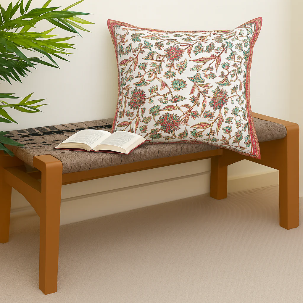Gul Floral Cotton Cushion Cover – 18x18 Inch Decorative Throw Pillow Cover
