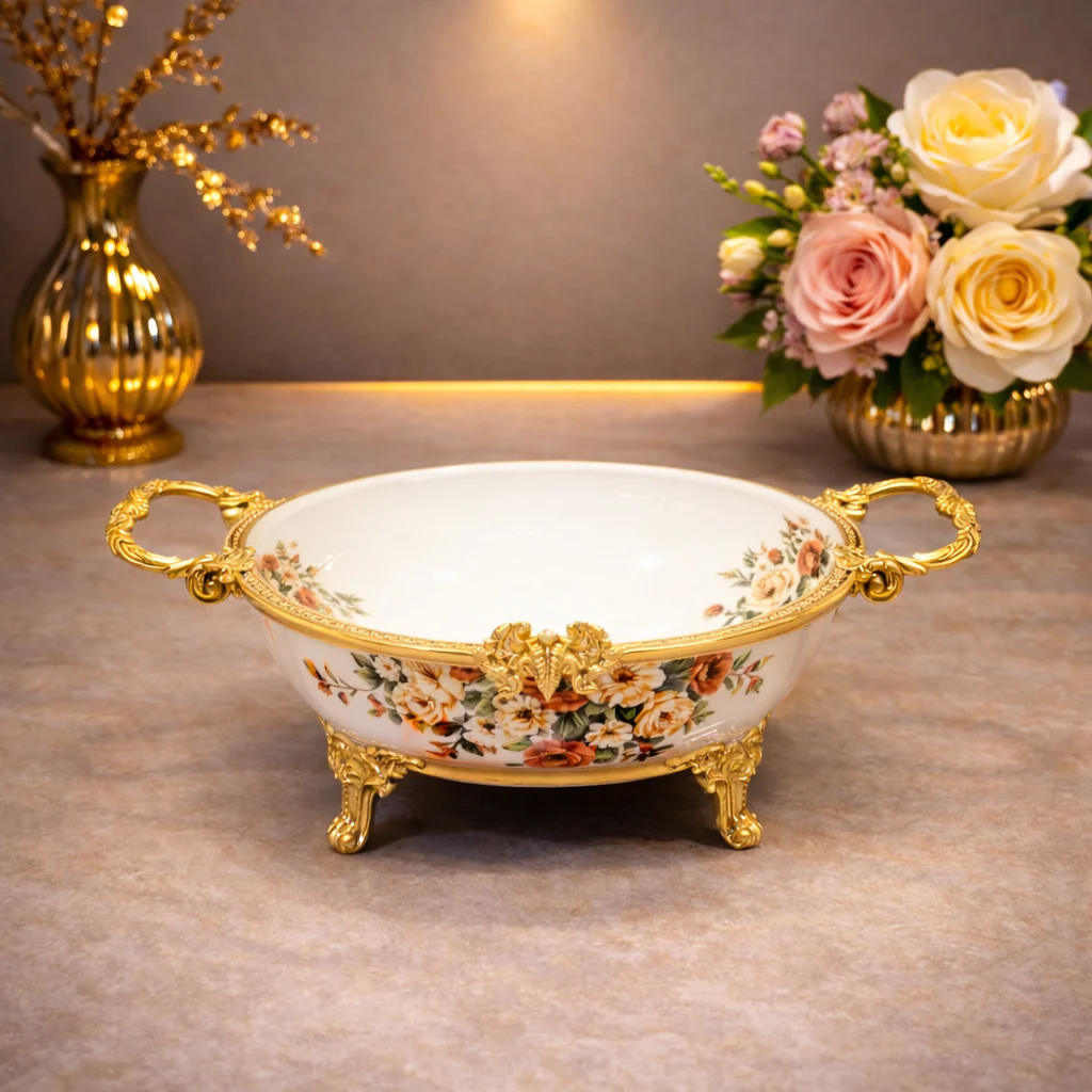 Candy Pot – Elegant Floral Covered Serving Bowl (36.5x21cm)
