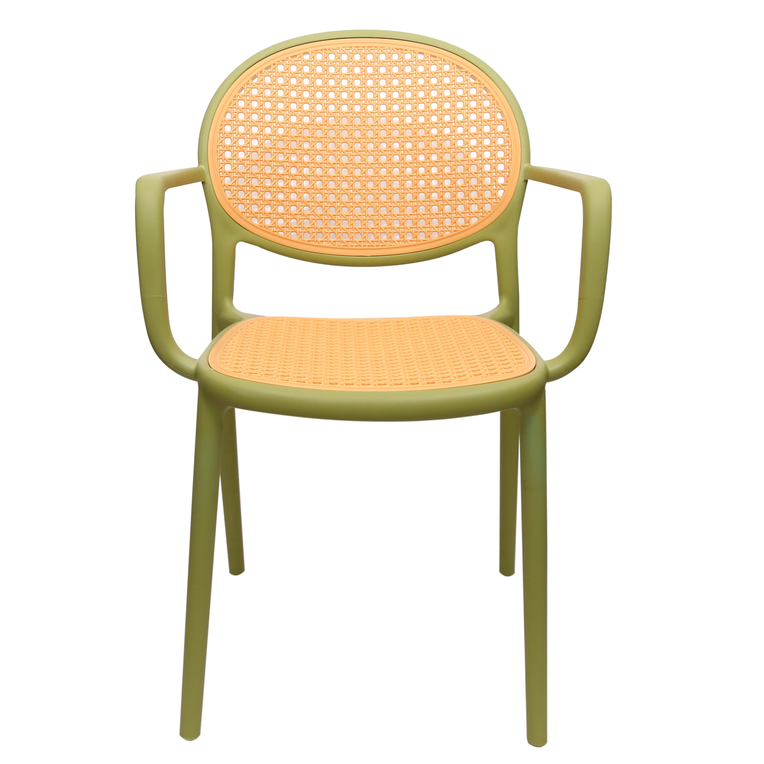 Cane Charm Armchair – Plastic Frame with Woven Cane‑Style Seat & Back (Black, White, Green) - Image 5