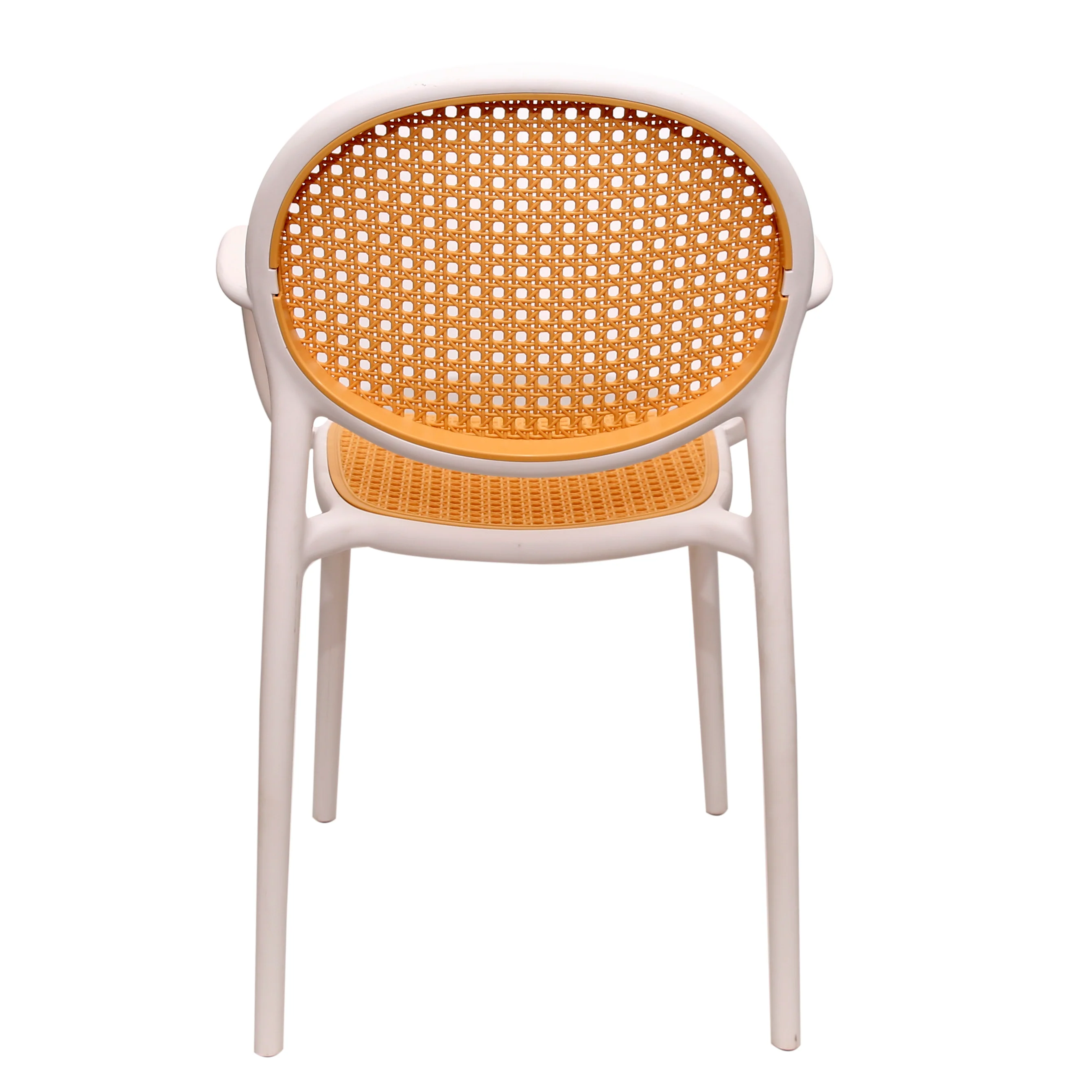 Cane Charm Armchair – Plastic Frame with Woven Cane‑Style Seat & Back (Black, White, Green) - Image 9