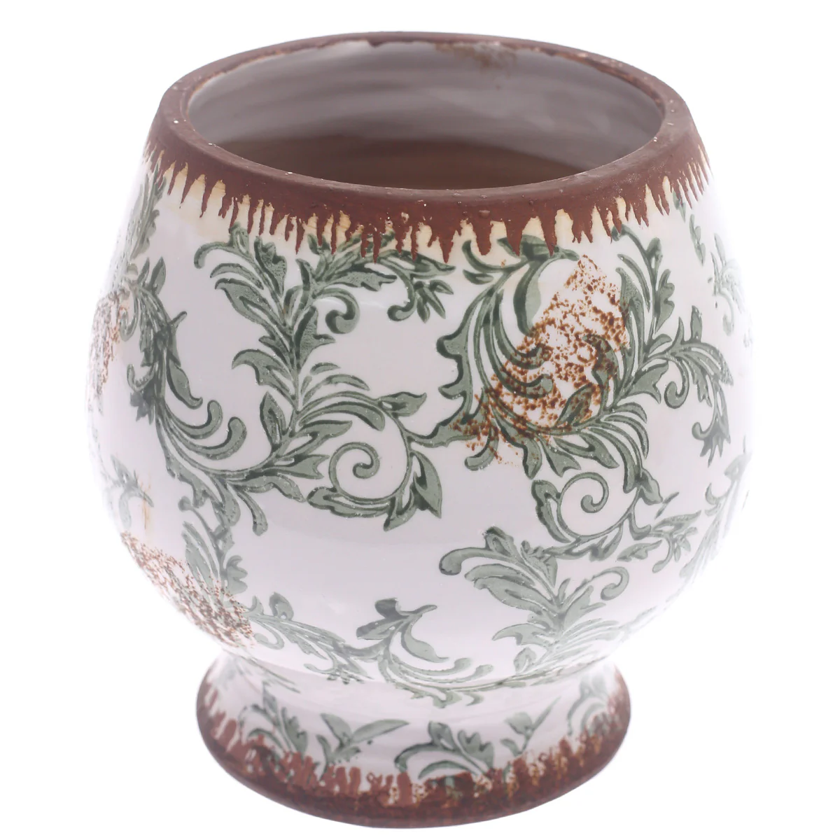 Ceramic Planter Printed White & Green 7.25 X 7.25 X 7.5 Inch TYX027 - Image 2