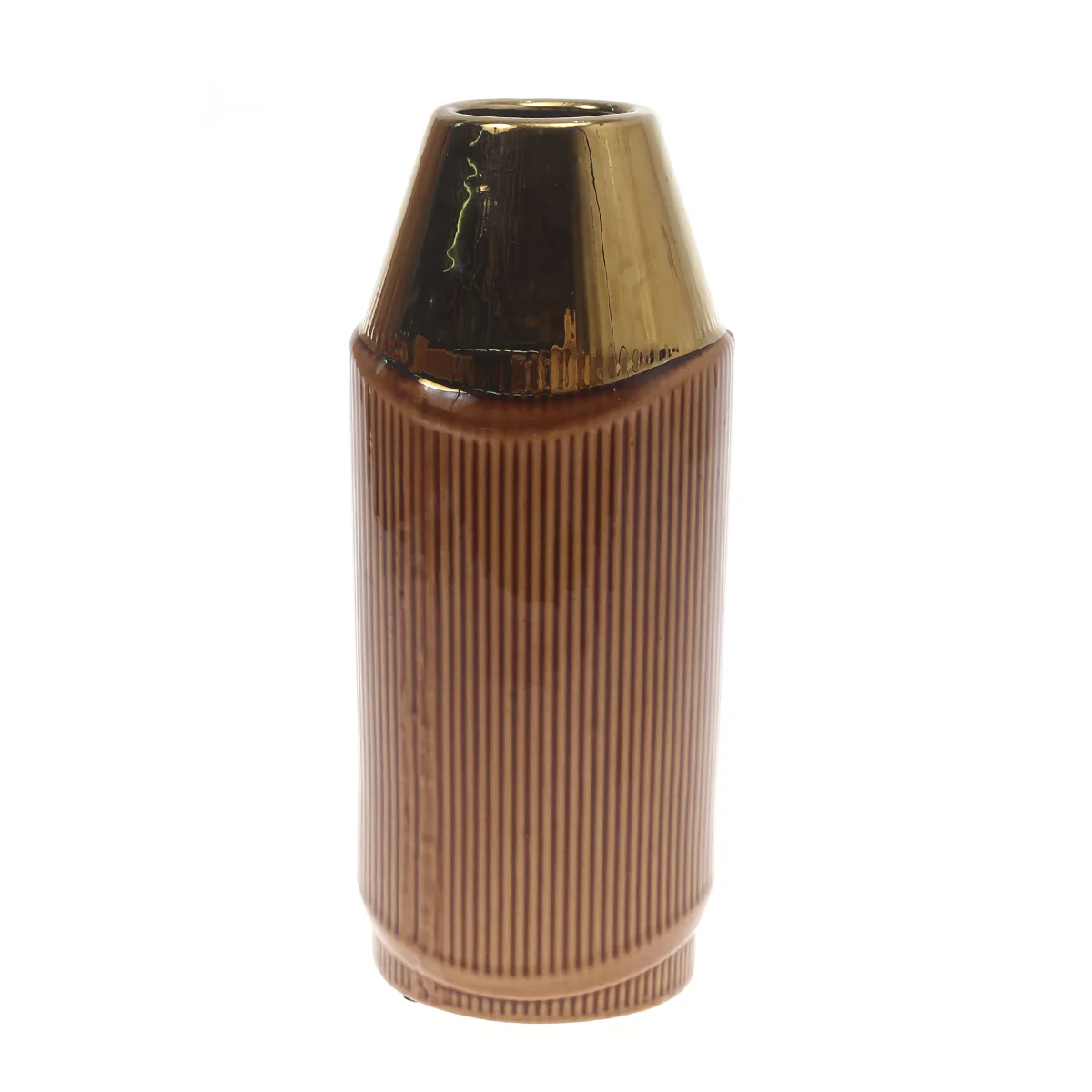 Ceramic Vase Brown L Gold & Brown 4.5 X 4.5 X 1.25 Inch TYX-016 - Image 2