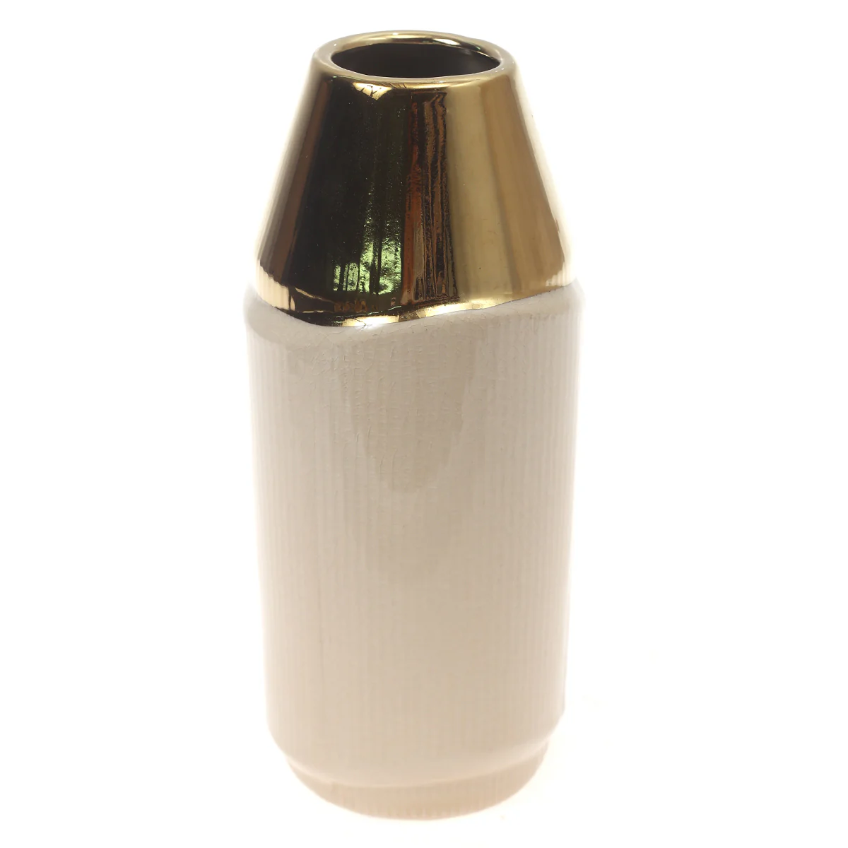 Ceramic Vase creamy L Gold & Off White 4.34 X 4.34 X 10.25 Inch TYX-018 - Image 2