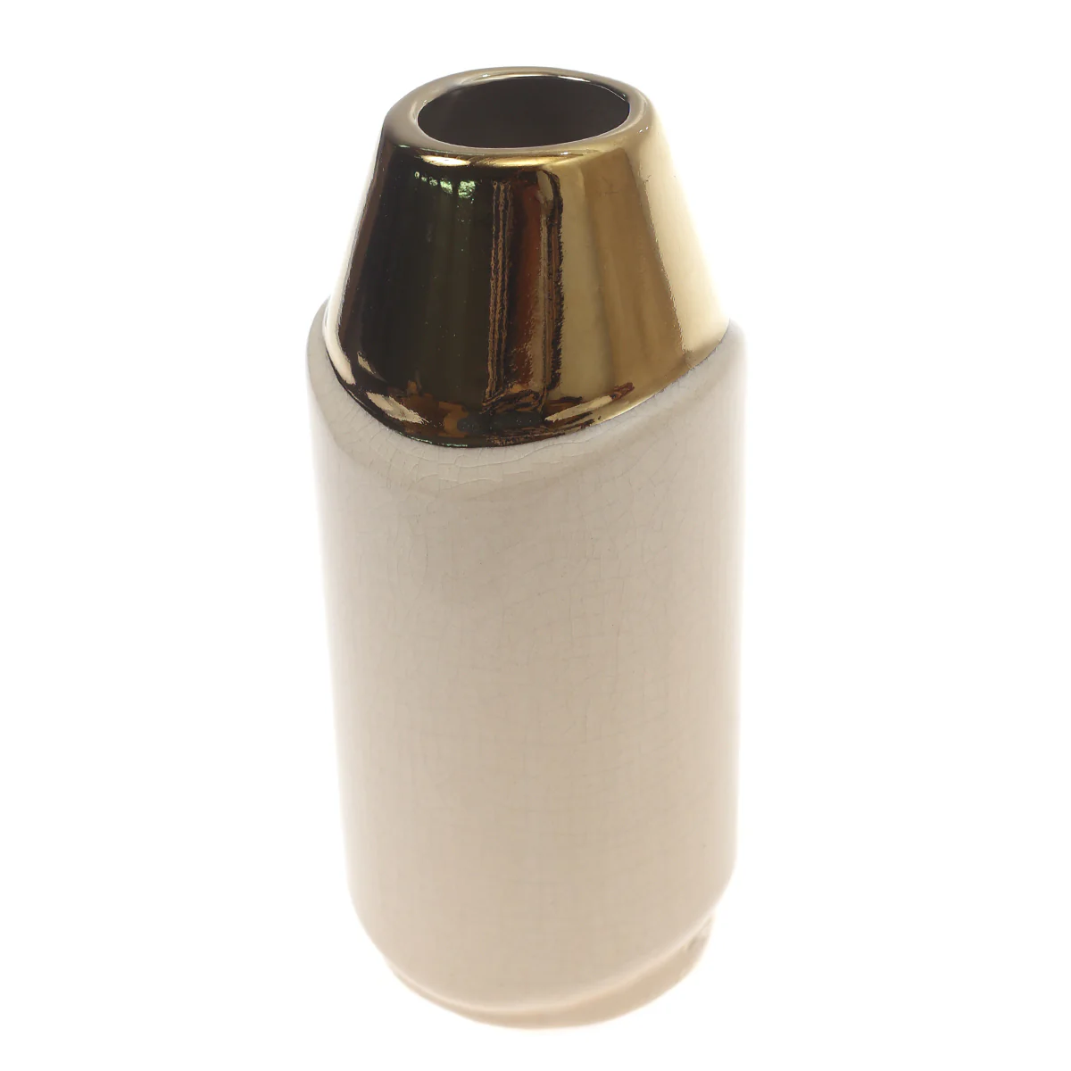 Ceramic Vase creamy S Gold & Off White 3.34 X 3.34 X 7.5 Inch TYX-019 - Image 2