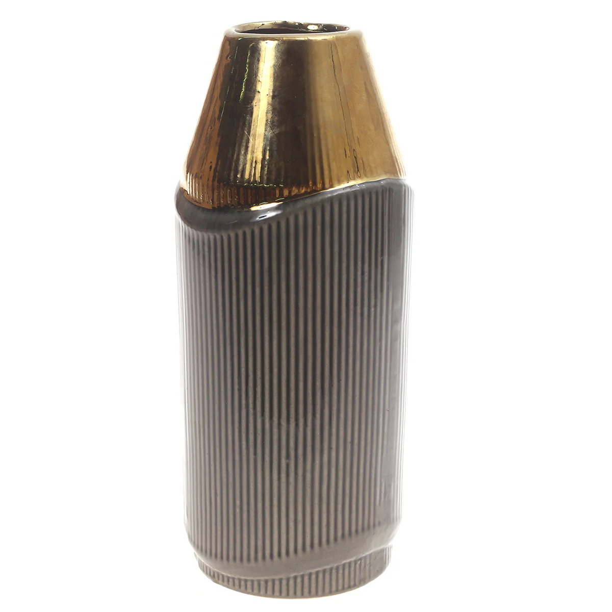 Ceramic Vase Gray L Gold & Green 4.34 X 4.34 X 10.25 Inch TYX-014 - Image 2