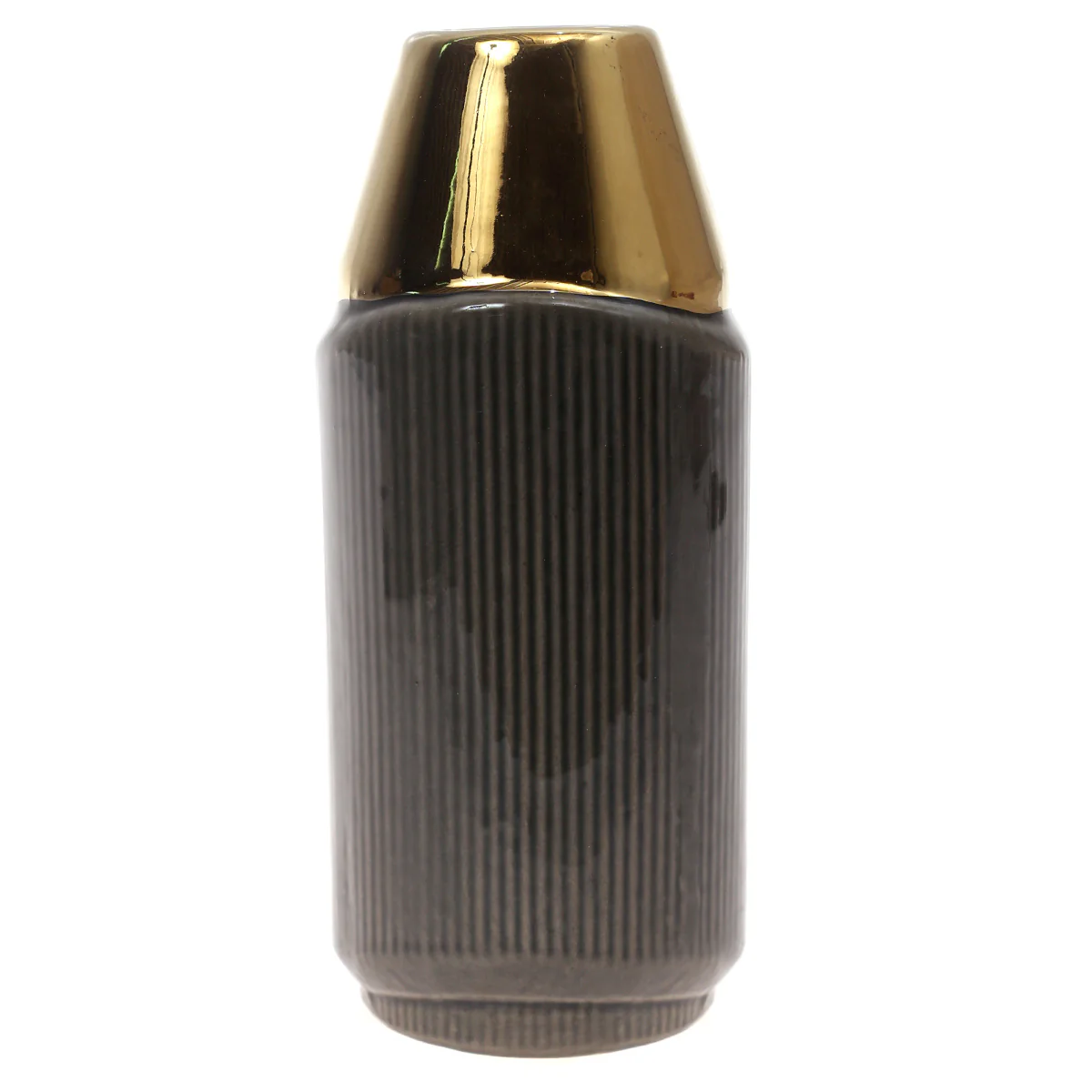 Ceramic Vase Gray S Gold & Green 3.34 X 3.34 X 7.5 Inch TYX-015 - Image 2