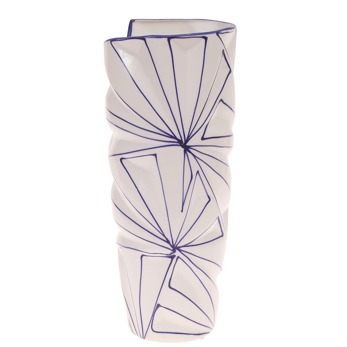 Ceramic Vase L Blue & White 6.17X6.17X14Inch CH-027 - Image 2