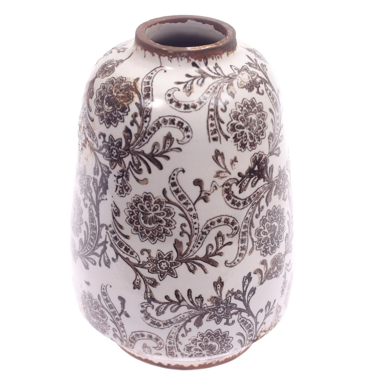 Ceramic Vase Printed White & Brown 6.5 X 6.5 X 9.5 Inch TYX033 - Image 2