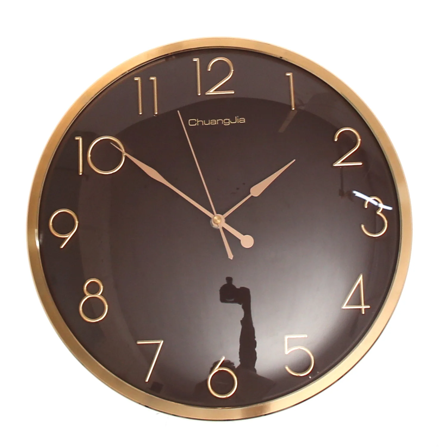 Classic Brown & Copper Wall Clock — Elegant Round Quartz Timepiece - Image 2
