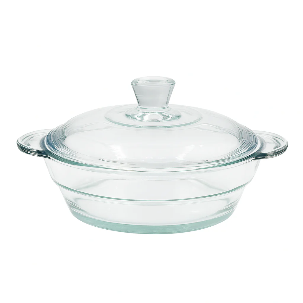 Clear Glass Casserole with Lid – Heat-Resistant Round Cooking & Serving Dish (750 ml / 1 L / 1.5 L) - Image 2