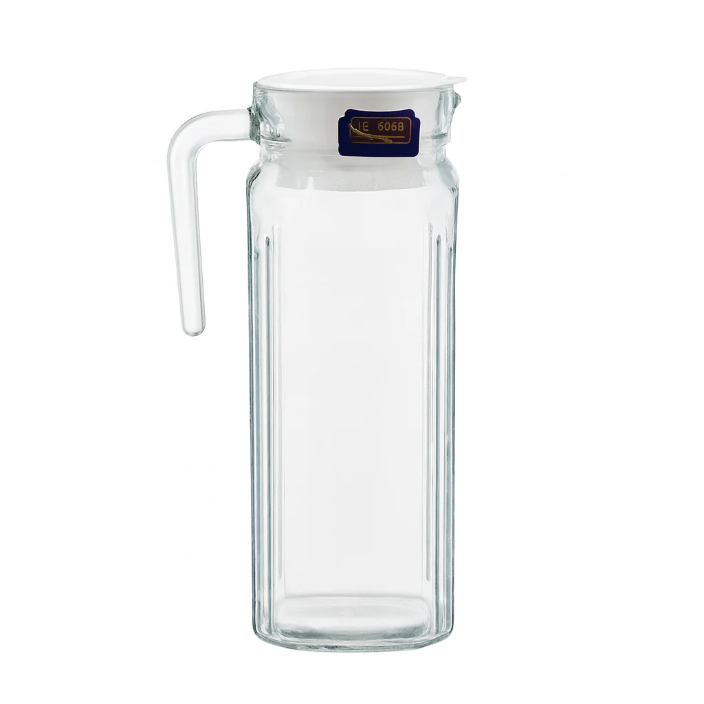 Clear Glass Jug 1150 ml with Handle & White Lid – Slim Premium Water & Juice Pitcher - Image 2