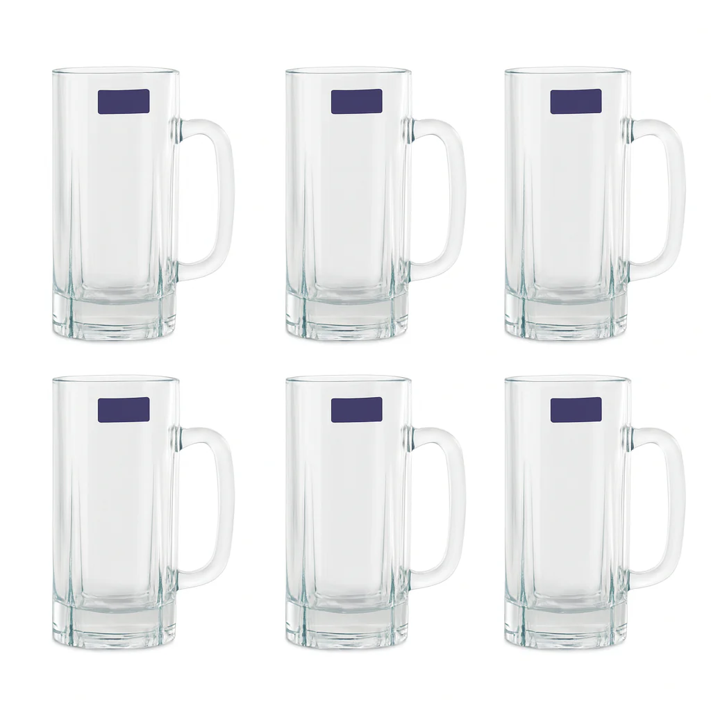 Clear Glass Juice Mug with Handle 415 ml – Set of 6 | Premium Transparent Drinkware for Home & Café - Image 2