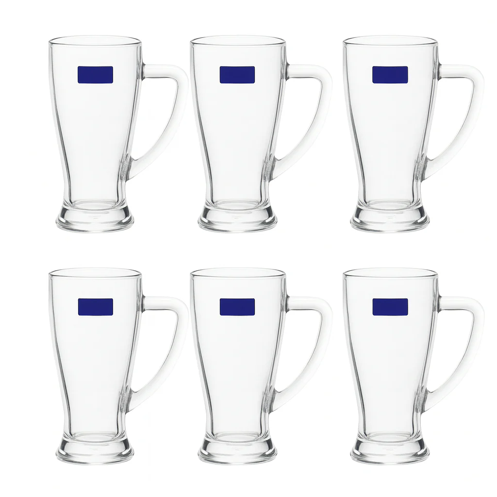 Clear Glass Juice Mug with Handle 430 ml – Set of 6 | Premium 6-Piece Drinkware for Home & Café - Image 2