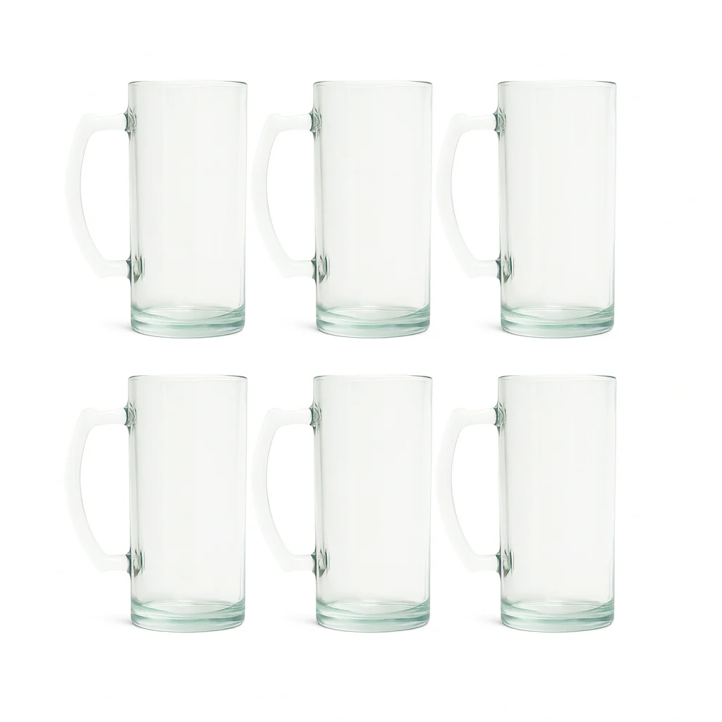Clear Heavy-Base Glass Juice Mug 400 ml with Handle – Set of 6 | Durable Everyday Drinkware for Home & Café - Image 2