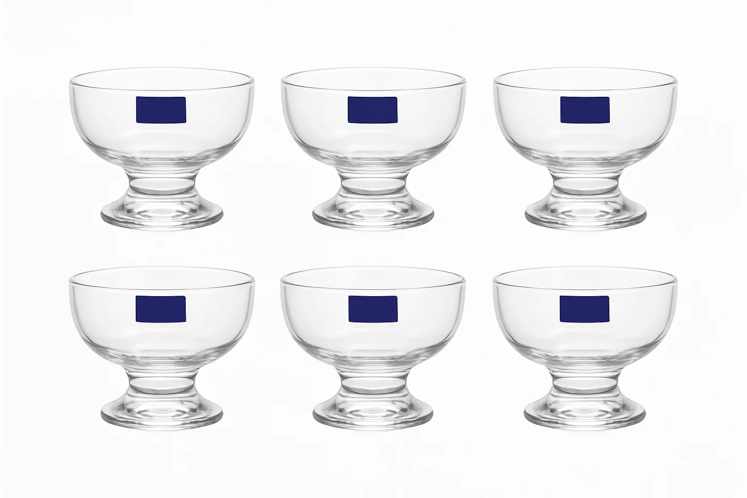 Clear Pressed-Glass Ice Cream Cups – 6-Piece Footed Dessert Set, 225 ml Capacity - Image 2