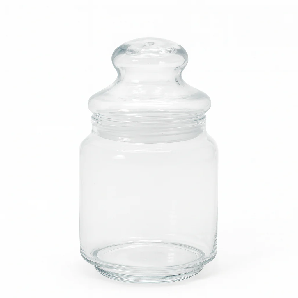 Clear Pressed-Glass Storage Jar with Lid – 430 ml Airtight Kitchen Container - Image 2