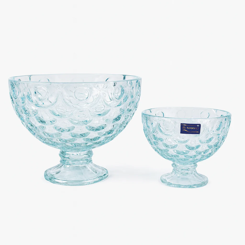 Clear Textured Pressed-Glass Ice Cream Bowl Set – 7 Pieces (1 × 221/110.5 mm Small Bowls) - Image 2