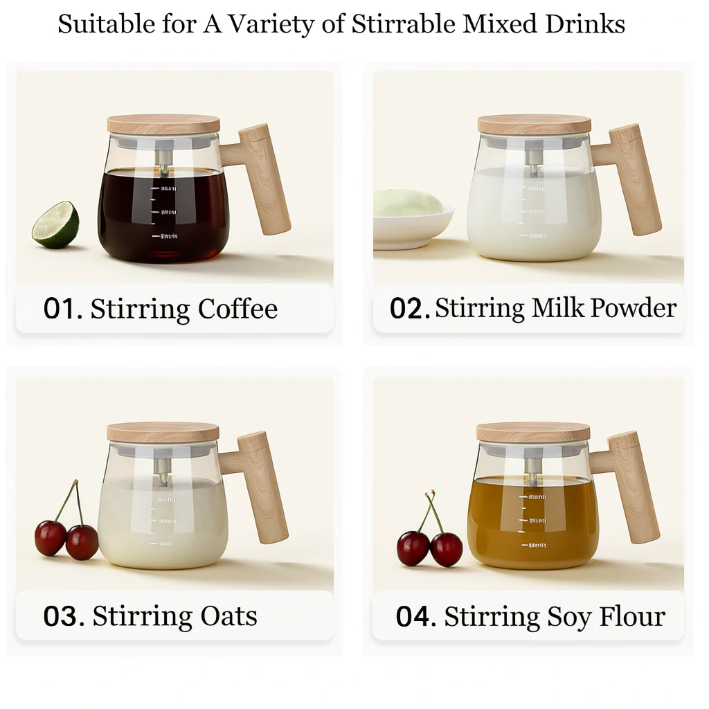 Coffee Beater Glass Mug – 400ml (USB Rechargeable) - Image 2