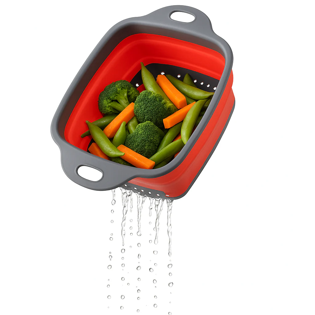 Collapsible Square Drain Basket – Folding Colander (24x18x7.5 cm & 29x22x8.6 cm)