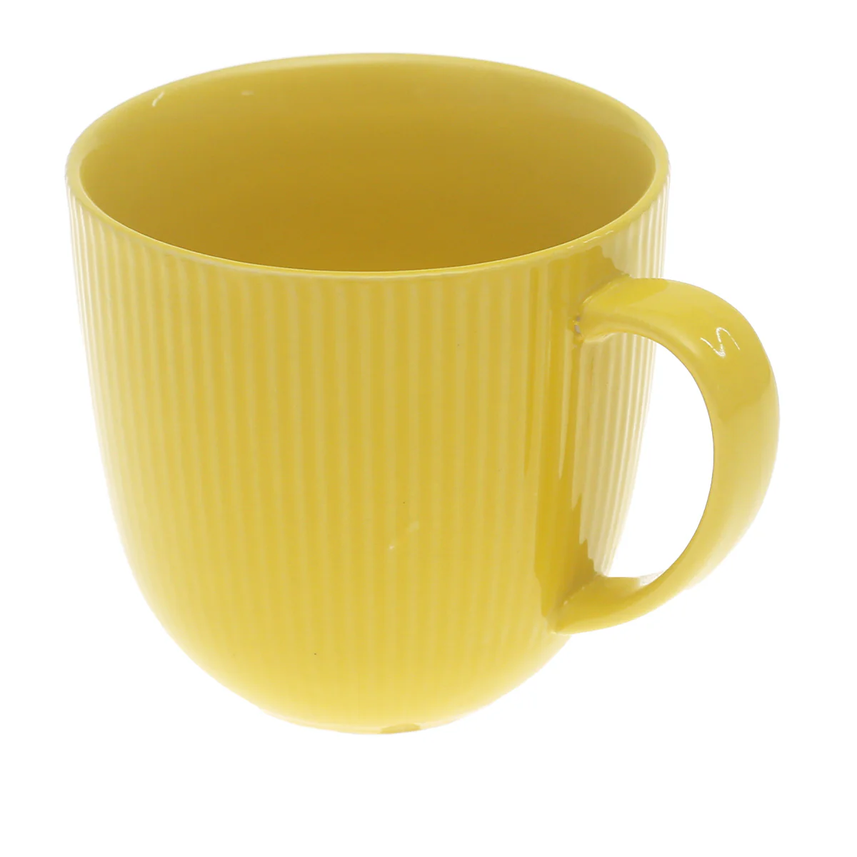 Color Line Large Yellow Mug – Ribbed Ceramic Coffee Tea Mug - Image 2