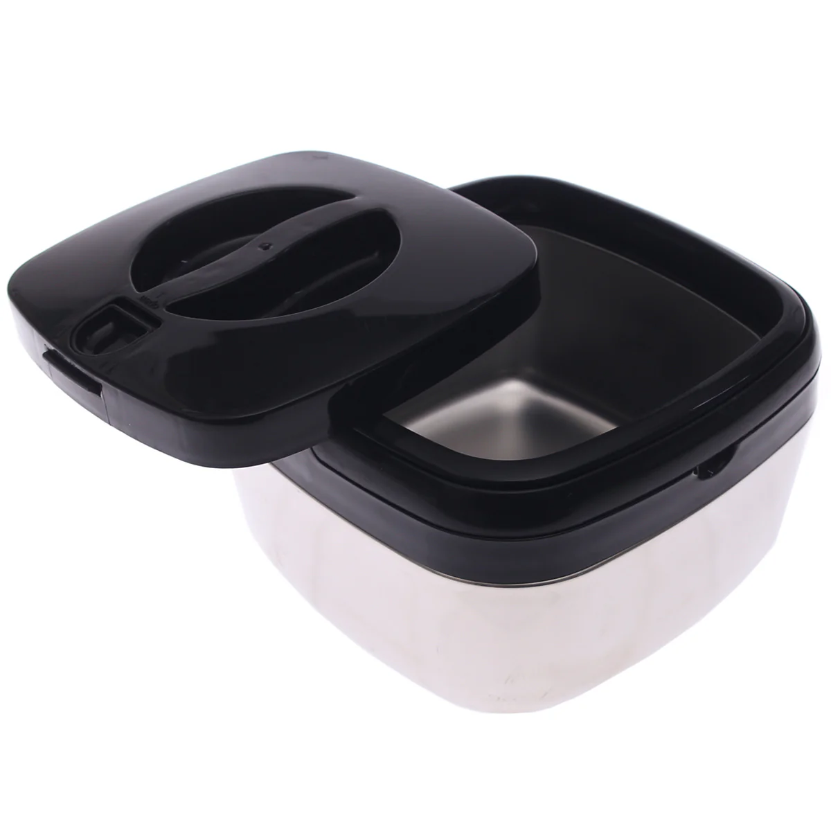 Compact Square Stainless Steel Hot Pot – Small Size Insulated Food Warmer with Black Lid | Modern Casserole Dish for Home & Kitchen - Image 2