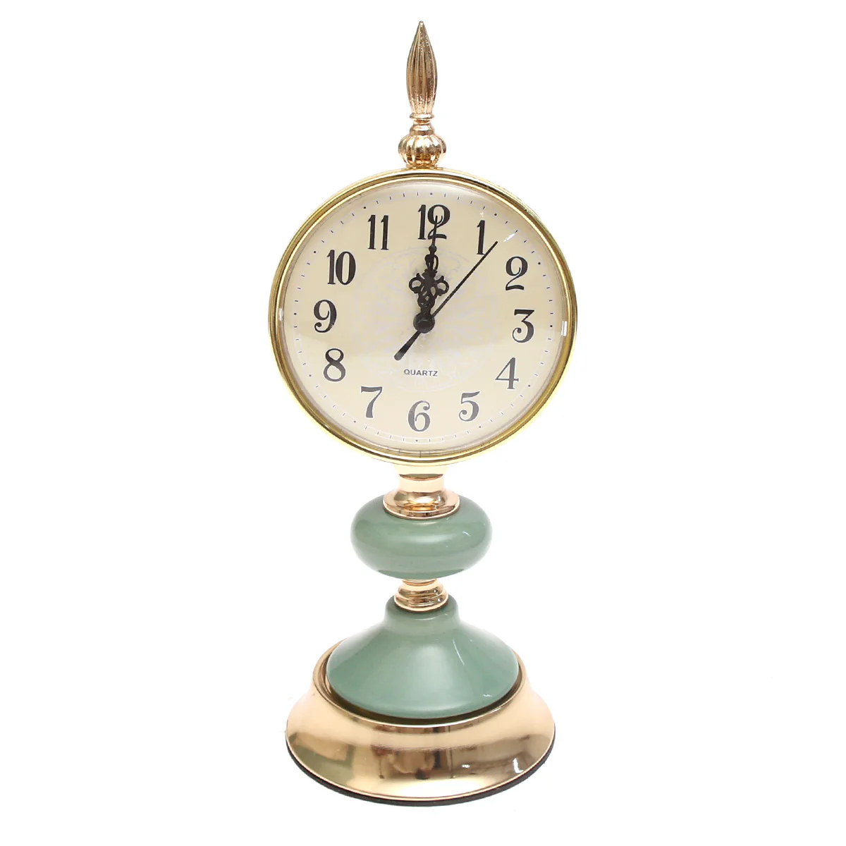 Decorative Table Clock Green & Gold | Luxury Home Décor Pakistan | Elegant Tabletop Timepiece - Image 2