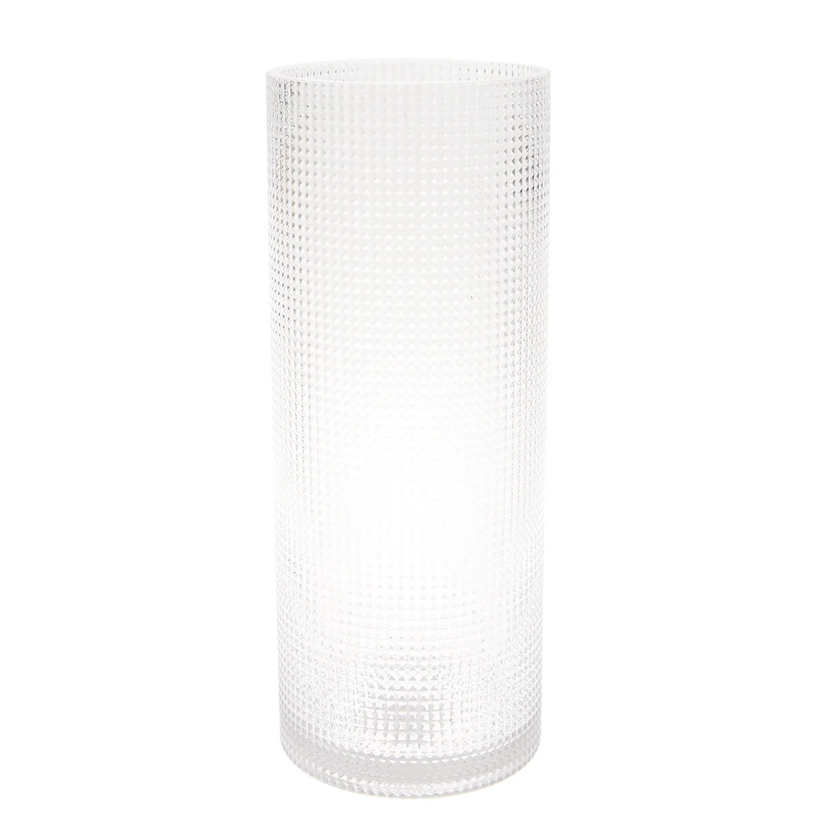 Diamond Cylinder Transparent Vase L | Clear Glass Décor Pakistan | Modern Tall Centerpiece