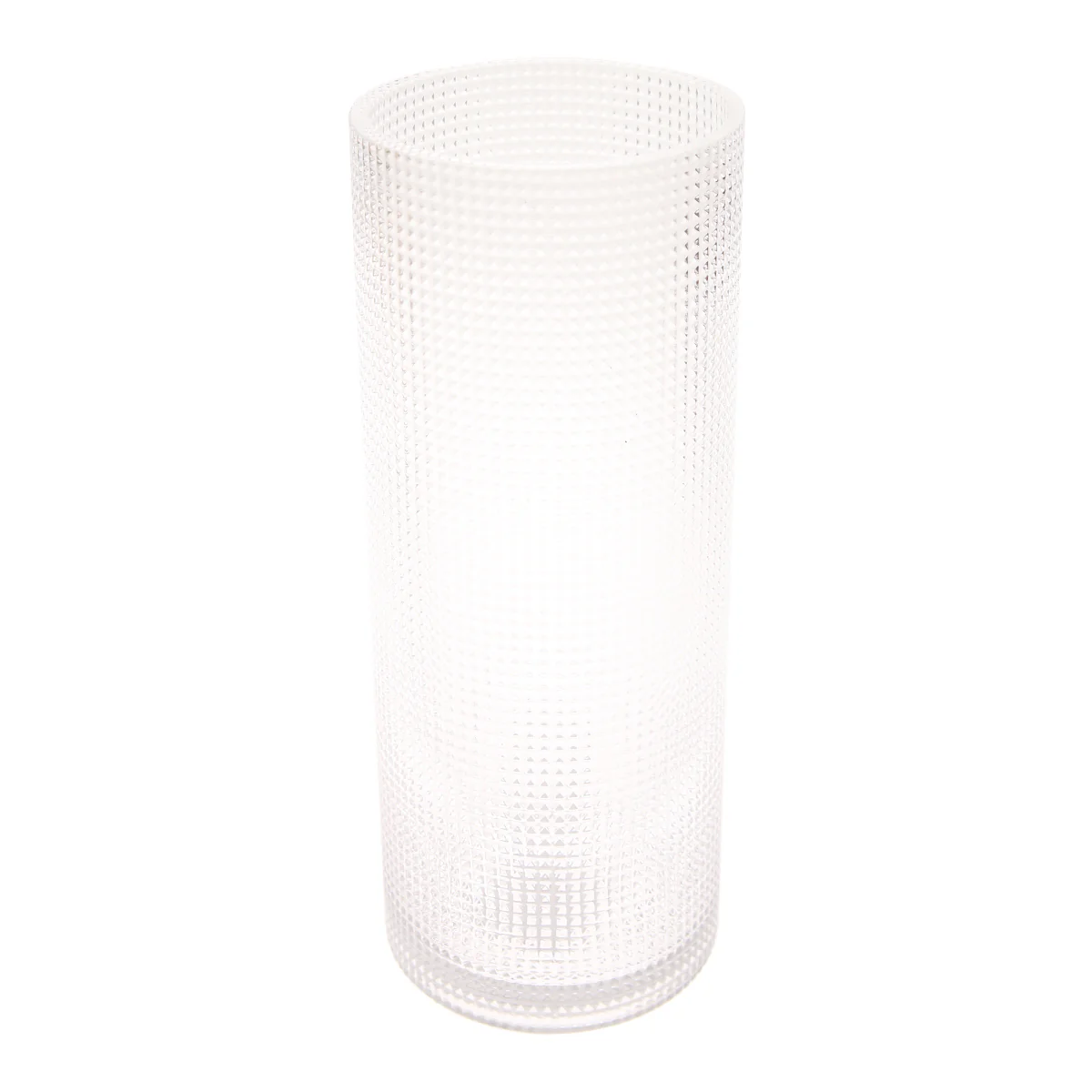 Diamond Cylinder Transparent Vase L | Clear Glass Décor Pakistan | Modern Tall Centerpiece - Image 2