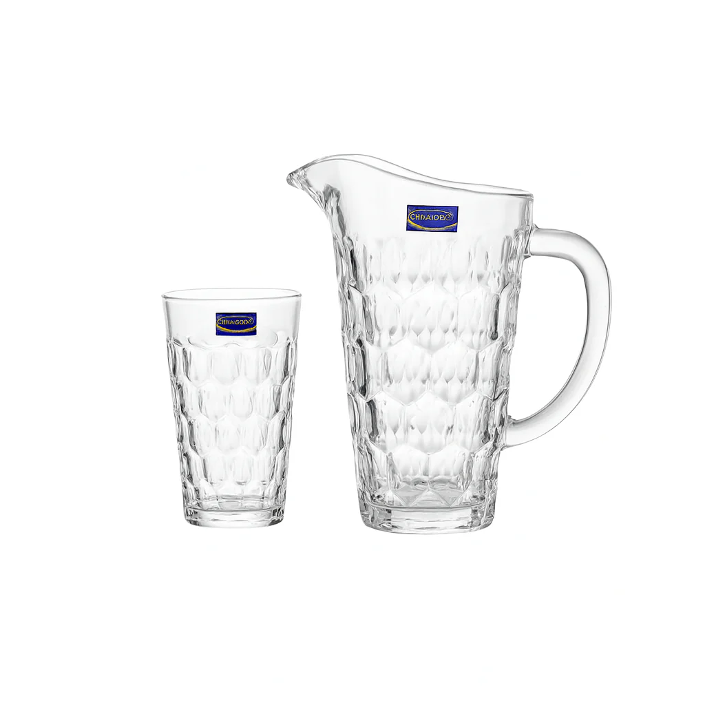 Diamond-Embossed Premium Glass Water Set – 7-Piece Set (1.58 L Jug + 278 mL Glasses) - Image 2