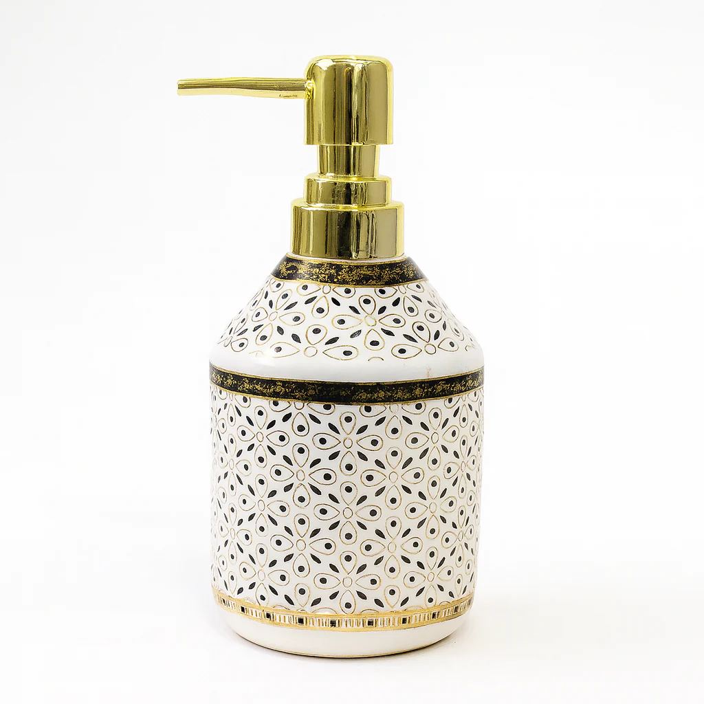 Elegant Ceramic Soap Dispenser with Golden Pump – 2 Stylish Color Variants - Image 2