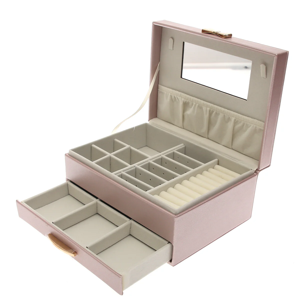 Elegant Jewelry Storage Box – Multi‑Layer Organizer with Mirror & Drawer - Image 2
