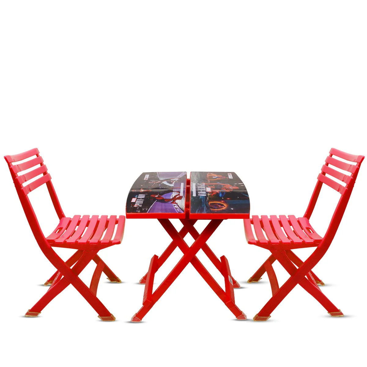 FunFold Kids Table & Chair Set – Foldable 2 Chairs with Table (Magenta, Red, Blue, Yellow) Play & Study Furniture