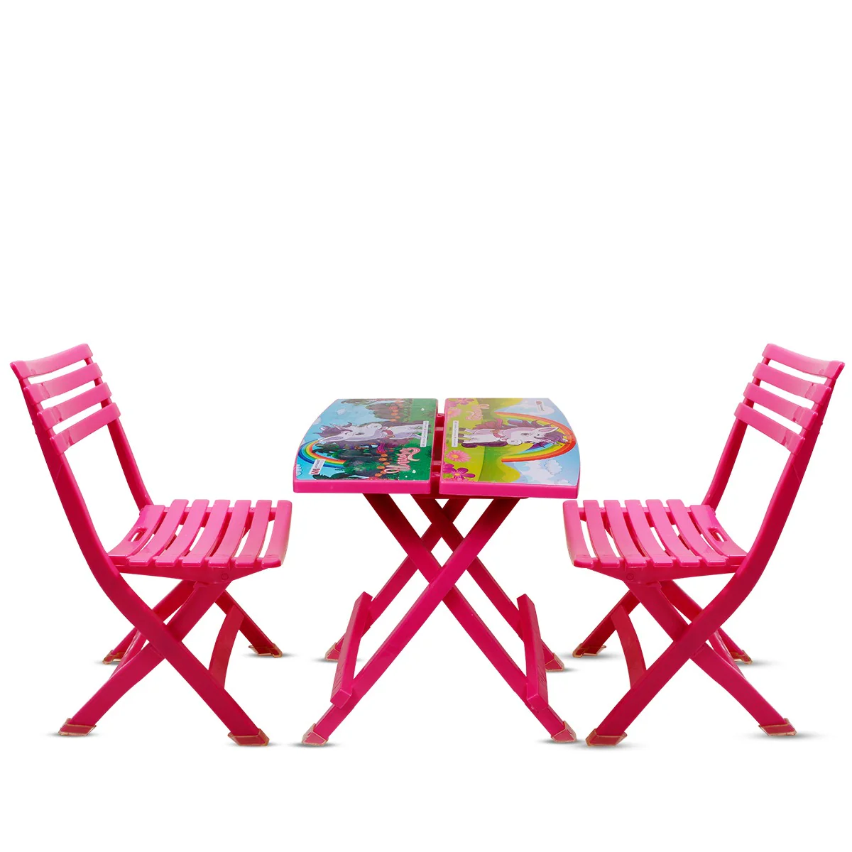 FunFold Kids Table & Chair Set – Foldable 2 Chairs with Table (Magenta, Red, Blue, Yellow) Play & Study Furniture - Image 2