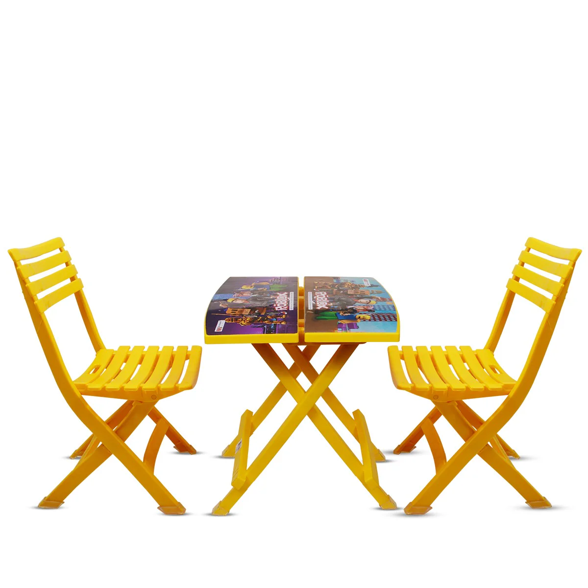FunFold Kids Table & Chair Set – Foldable 2 Chairs with Table (Magenta, Red, Blue, Yellow) Play & Study Furniture - Image 4