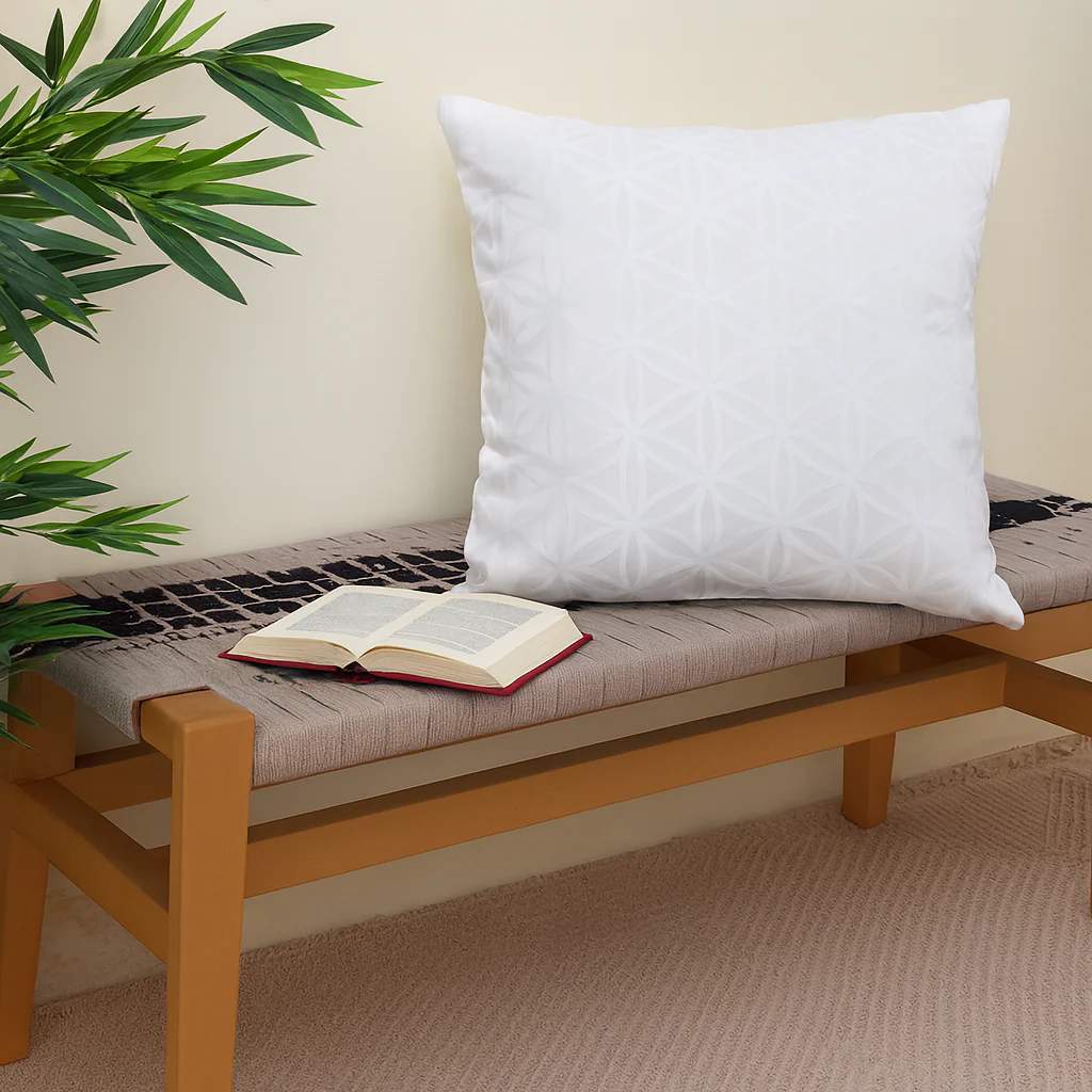 Geo Floral White Cushion Cover 18x18"(RM)