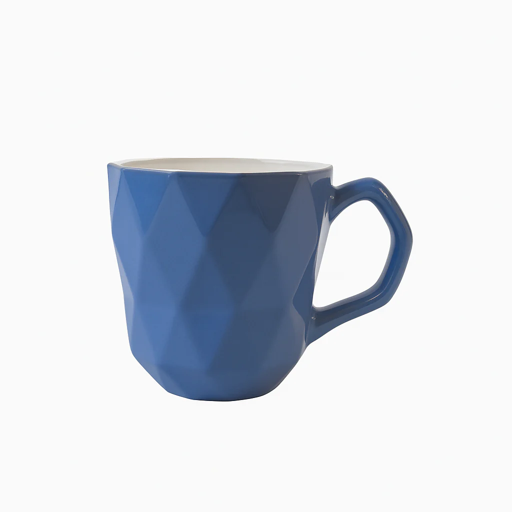 Geometric Ceramic Coffee Mug – Royal Blue - Image 2