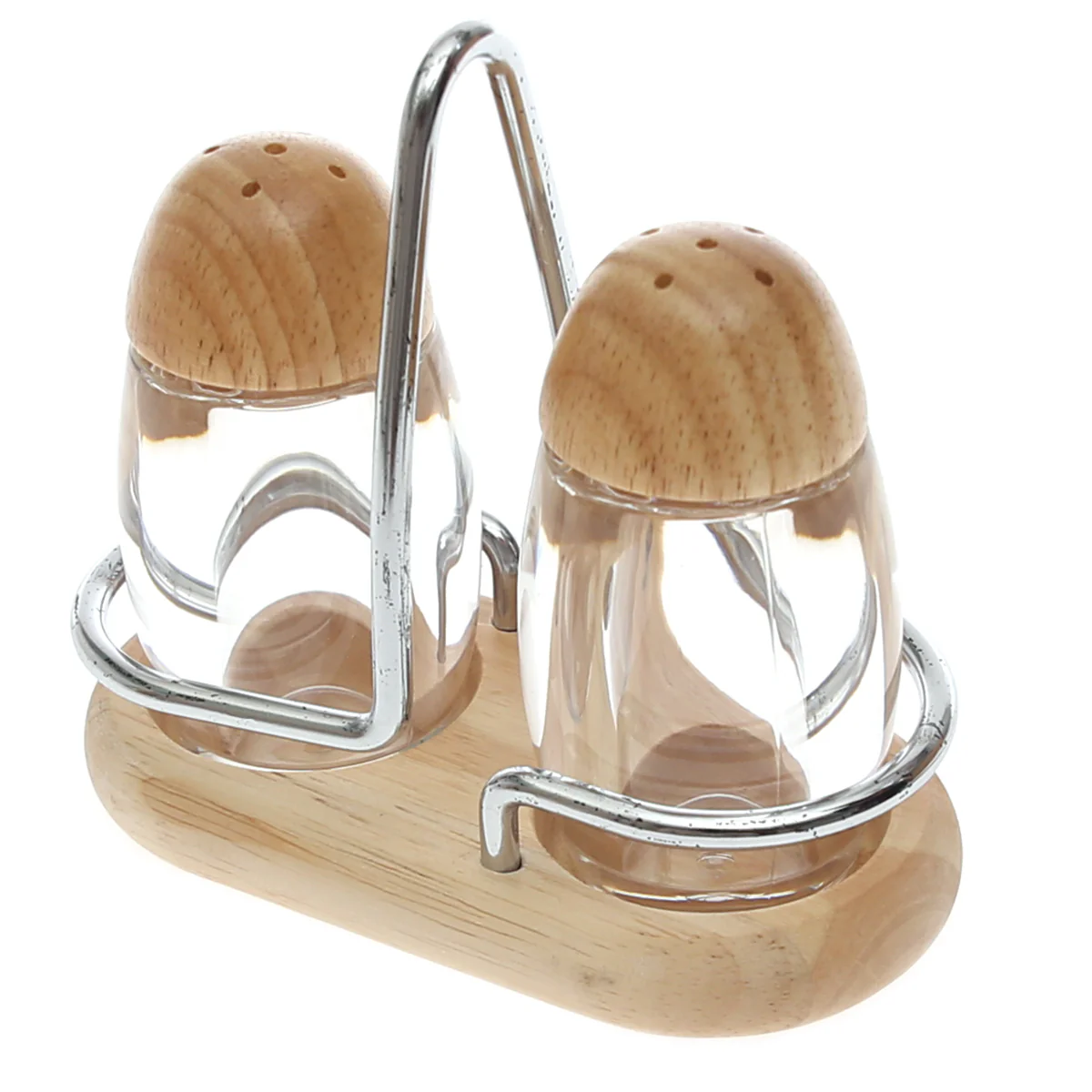 Glass Salt & Pepper Shaker Set – 2‑Piece with Wooden Lids & Stand - Image 2
