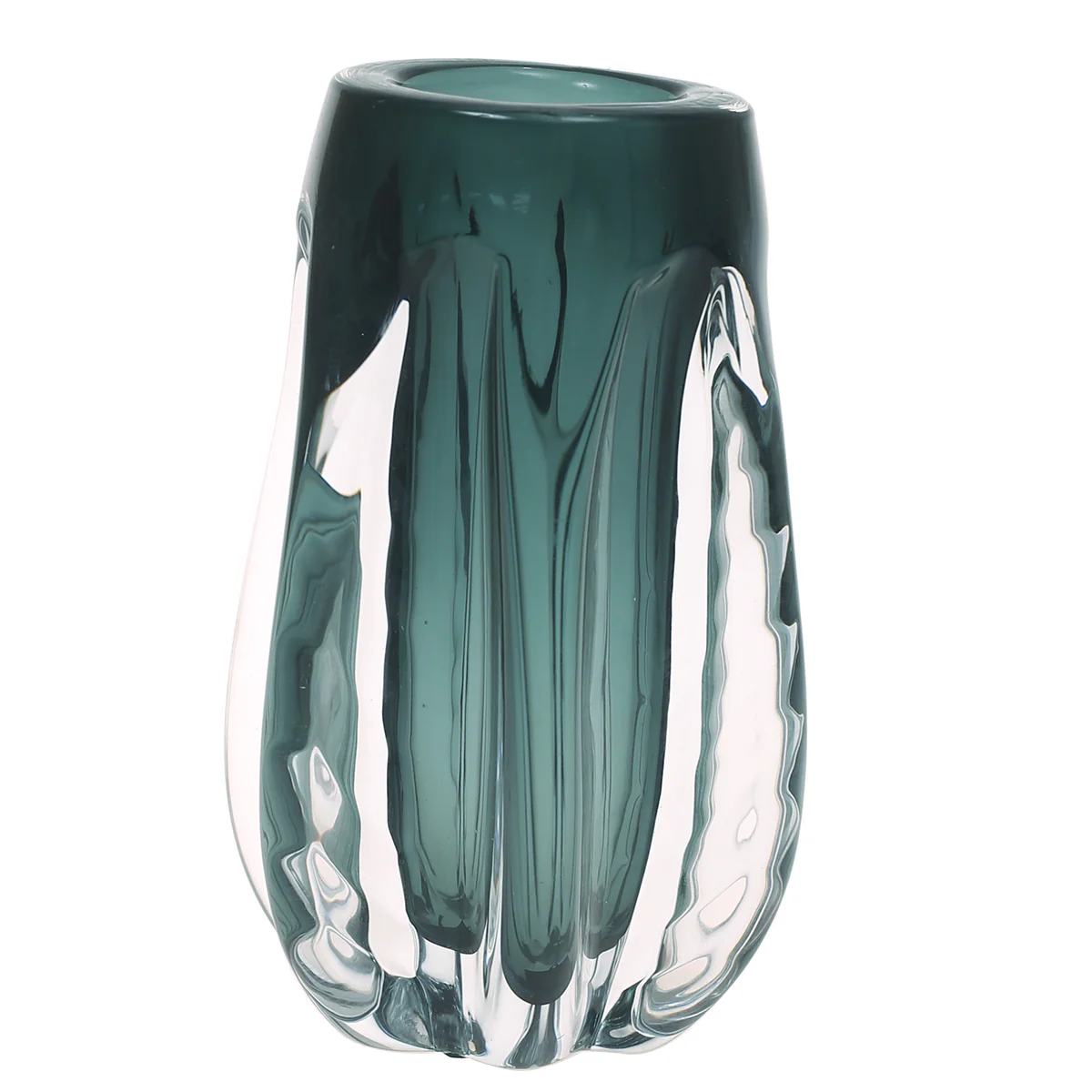 Glass Vase Clear & Green 5.34 X 5.34 X 8.5 Inch HJM-003 - Image 2