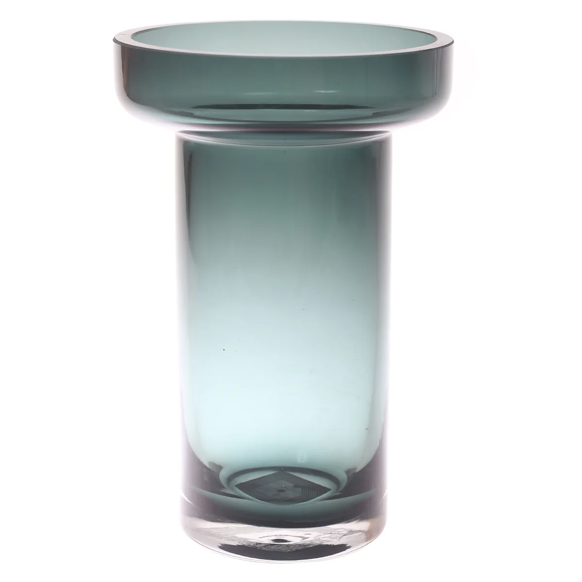 Glass Vase Clear & Turquoise 6.34 X 6.34 X 9 Inch HJM-004 - Image 2