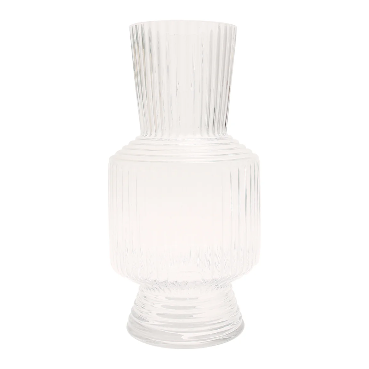Glass Vase Transparent Lining L | Large Clear Ribbed Flower Vase | Modern Home Décor Pakistan