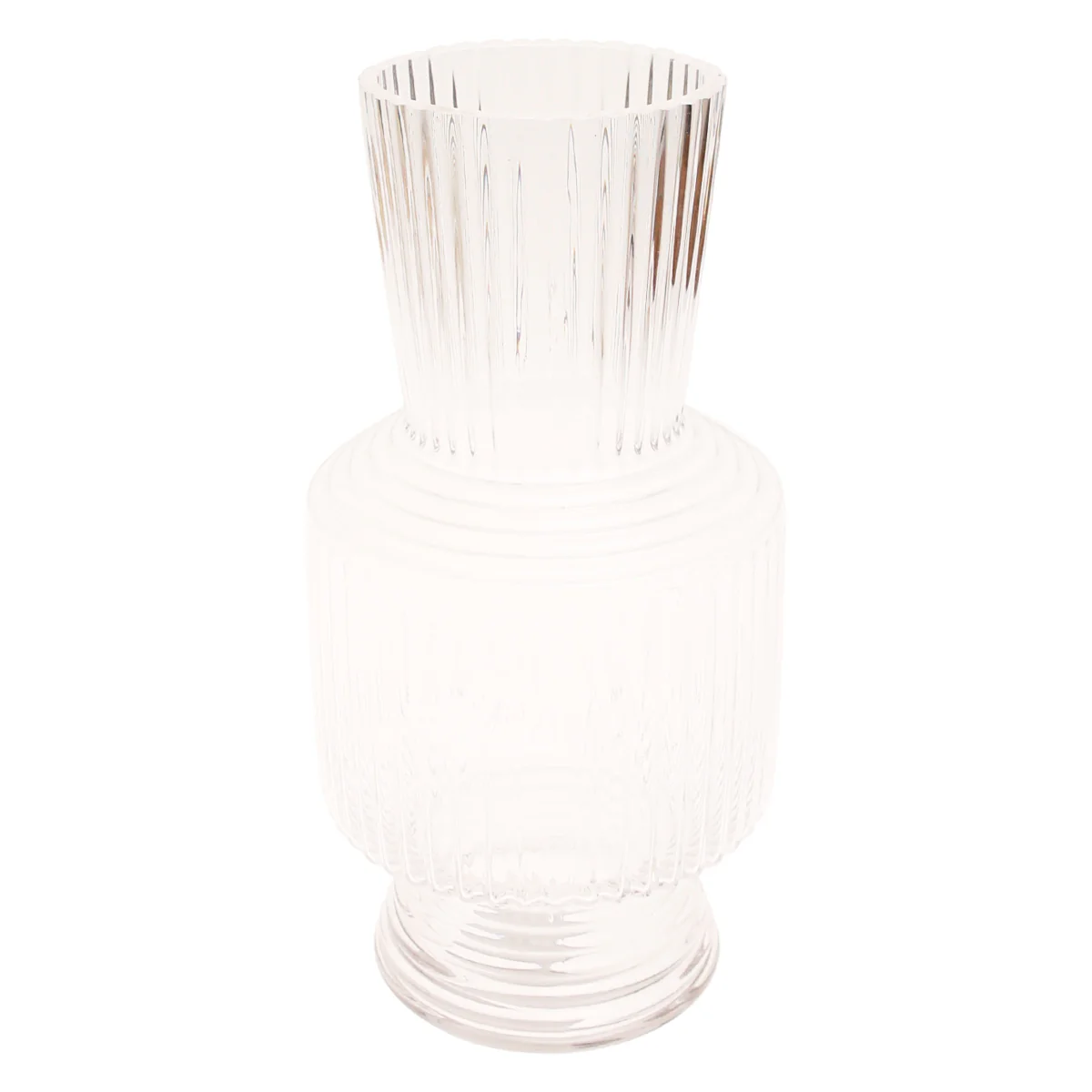Glass Vase Transparent Lining L | Large Clear Ribbed Flower Vase | Modern Home Décor Pakistan - Image 2