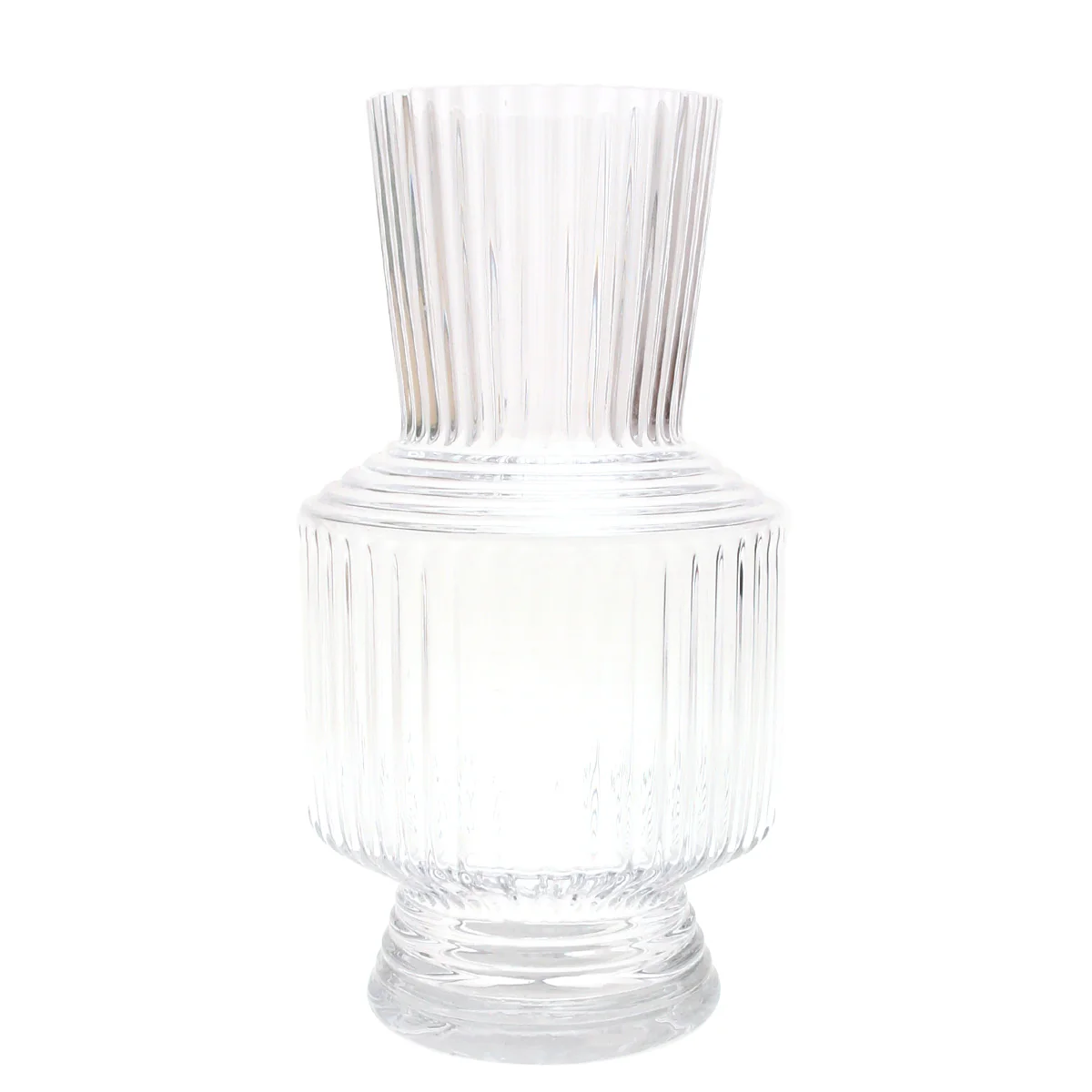 Glass Vase Transparent Lining S | Clear Ribbed Decorative Flower Vase | Home Décor Pakistan