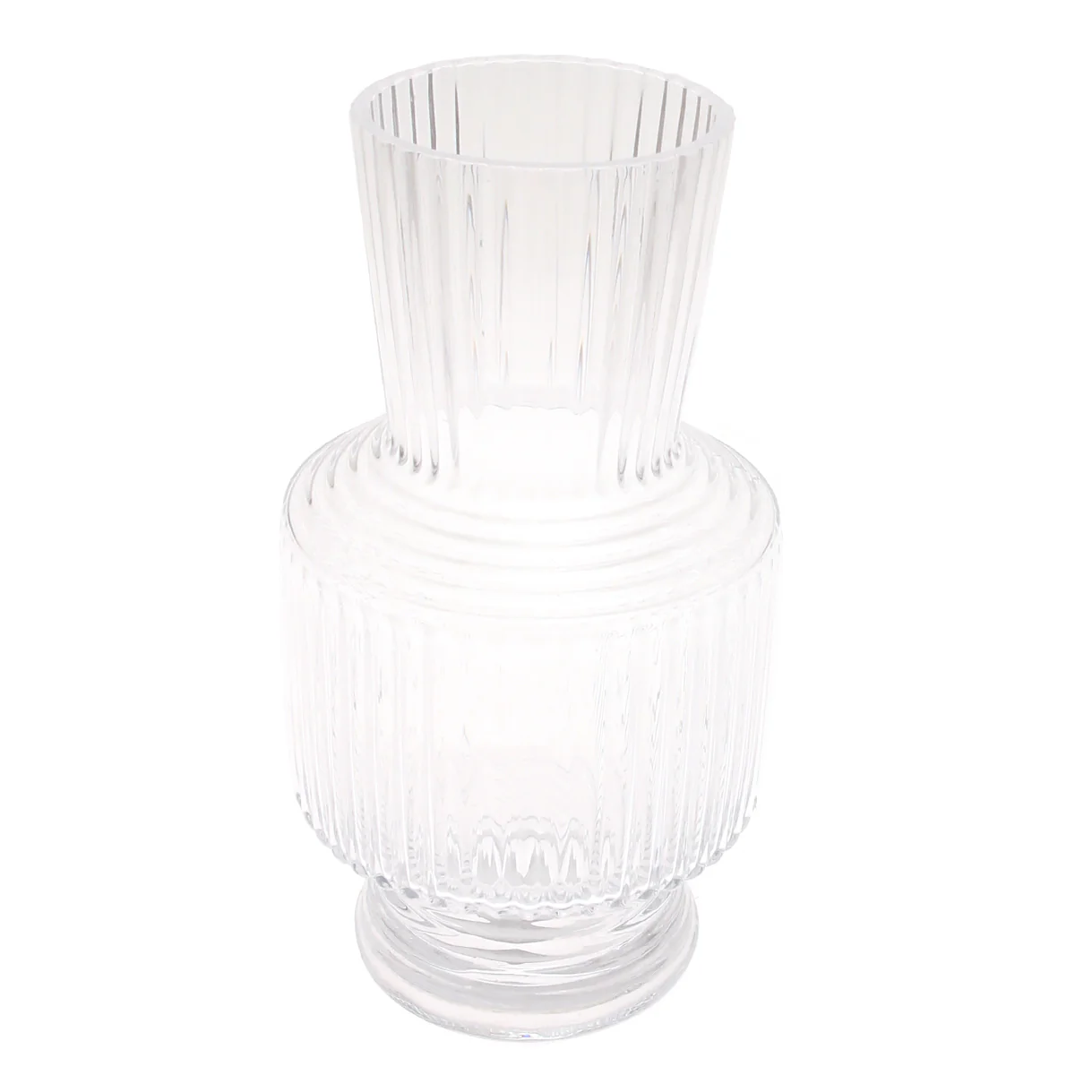 Glass Vase Transparent Lining S | Clear Ribbed Decorative Flower Vase | Home Décor Pakistan - Image 2
