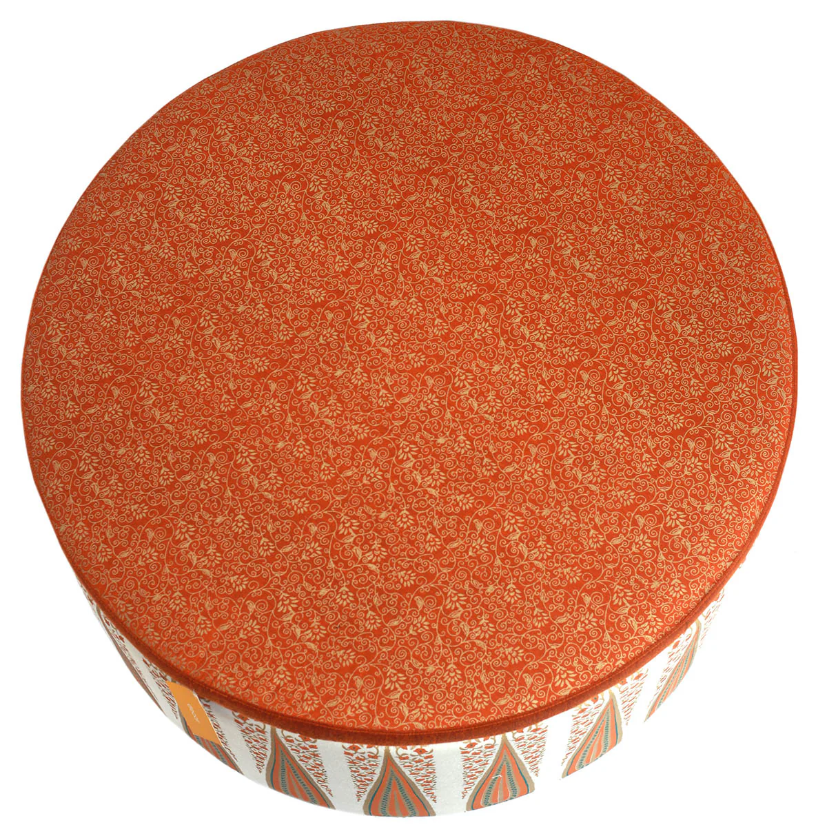 Gold Lines Damask Round Ottoman - Image 3