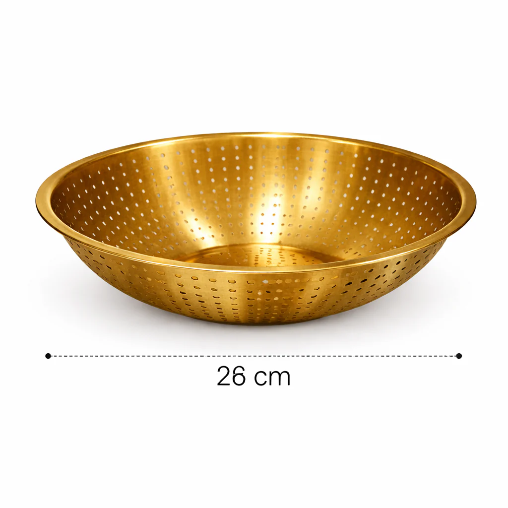 Golden Food Strainer Stainless Steel Mesh Bowl (23 cm / 26 cm / 29 cm) - Image 3