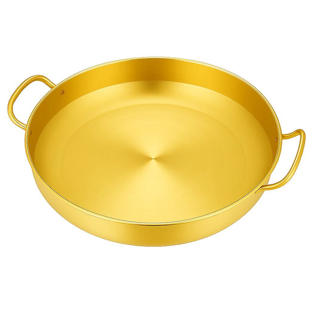 Golden Spanish Paella Pan – Premium Stainless Steel Dual-Tone Cook & Serve Pan (Available in 22 cm to 30 cm) - Image 4