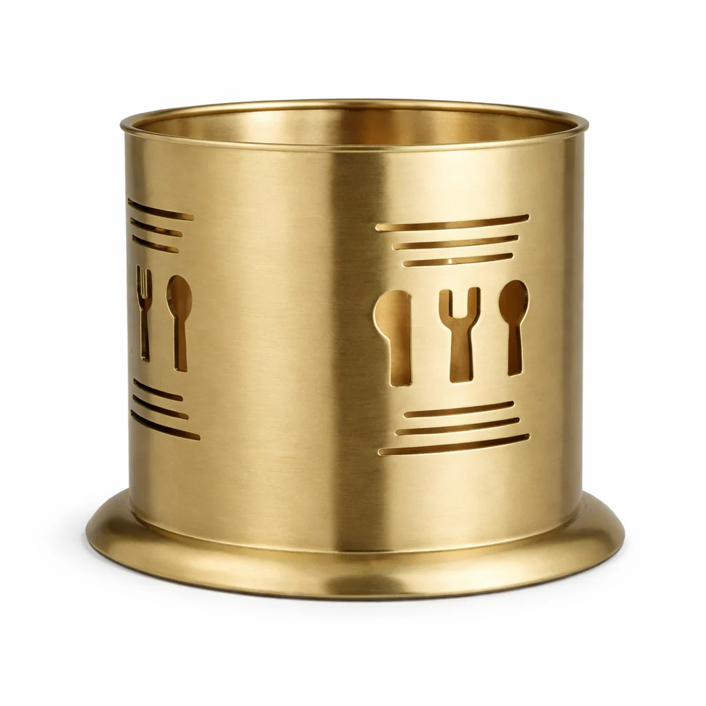 Golden Spoon Holder 10x17.5 – Premium Cutlery Stand for Kitchen & Dining