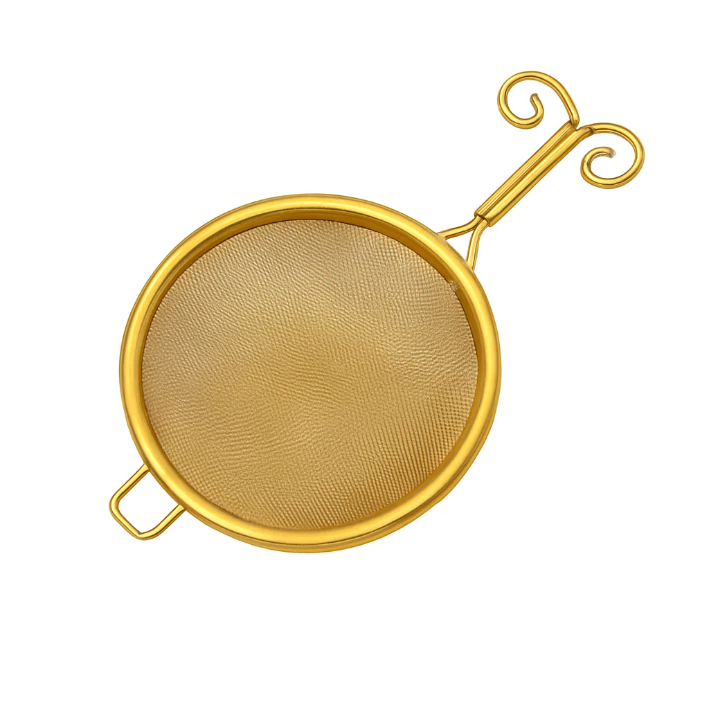 Golden Tea Strainer – Fine Mesh Filter with Scissor Style Handle - Image 2
