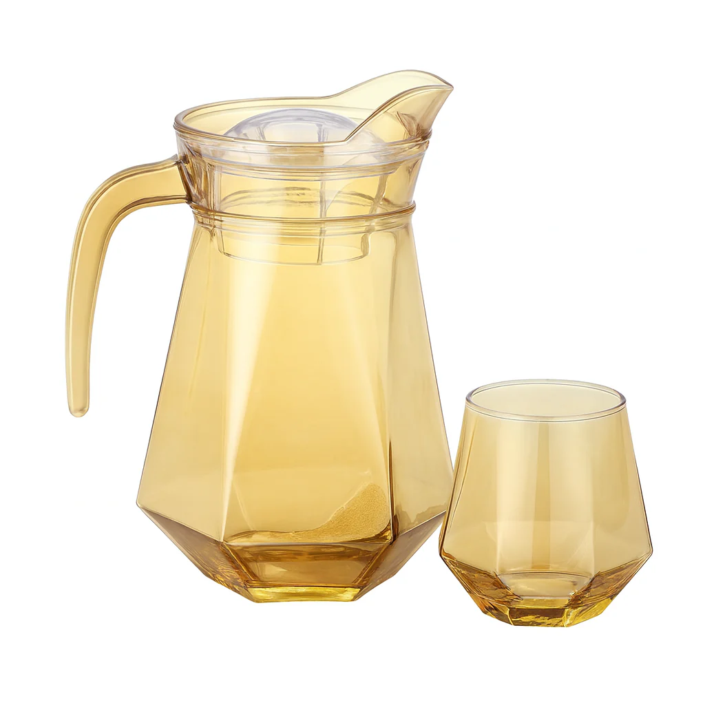 Golden-Tinted 7-Piece Water Set – 1.4 L Jug with 340 ml Glasses (Premium Coloured Glassware) - Image 2